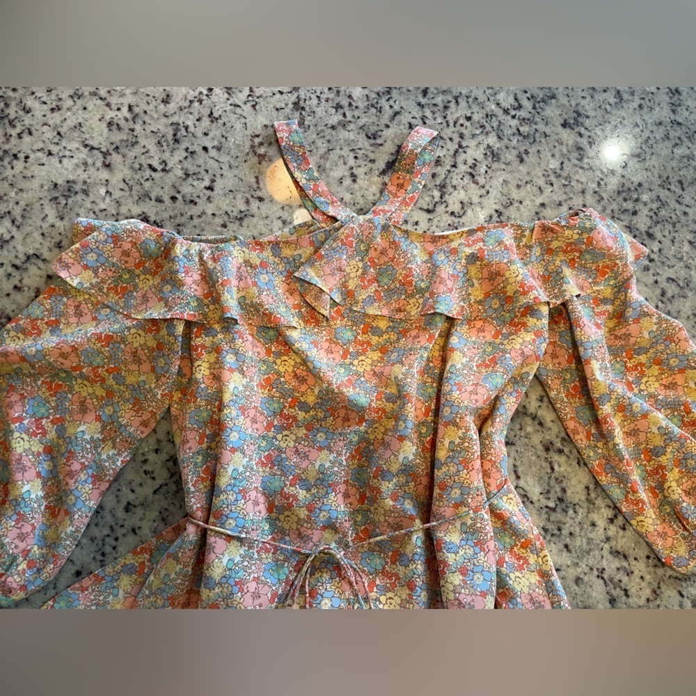 Women’s Madewell, silk floral print off shoulder dress size 8 - Picture 7 of 12